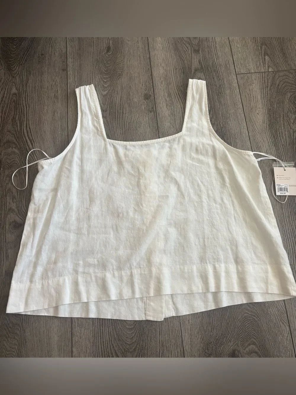 Lauren Conrad Women’s White Linen Square-Neck Tank Top